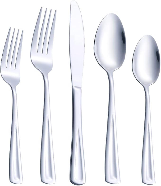 40-Piece Silverware Set for 8, GoGeiLi Stainless Steel Flatware Cutlery Set for 8, include Fork, Knife and Spoon Set, Mirror Finished