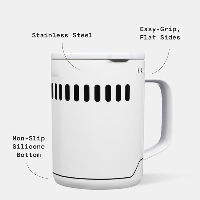 Corkcicle Classic Coffee Mug - Triple Insulated Stainless Steel for Travel - Shatter-Proof Lid - Keeps Drink Hot Over 3 Hours - Holiday Mug Gift - Great for Gifting Warmth - 16 oz - Stormtrooper