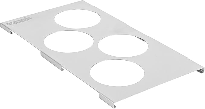 Restaurantware Squeeze Bottle Template Pack of 1 Stainless Steel 4 Hole Holder Top, 3.25" Diameter Fits 1/3 Size Food Pans, Dishwasher Friendly Integrated Lip Design Holder Top for Condiment Bottles