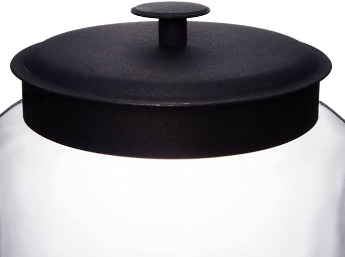 Anchor Hocking 96 Ounce Mini Montana Glass Jar with Lid (4 piece, black metal, dishwasher safe)