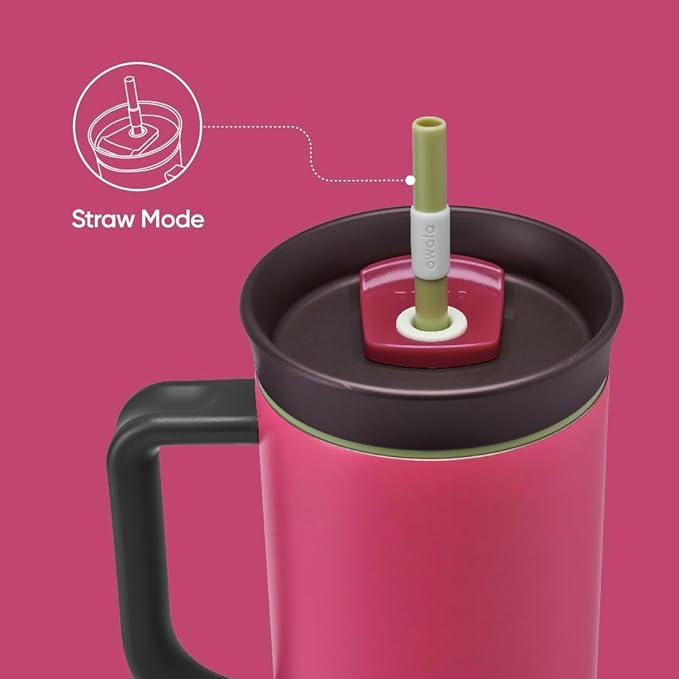 Owala Stainless Steel Triple Layer Insulated Travel Tumbler with Spill Resistant Lid, Straw, and Carry Handle, BPA Free, 40 oz, Pink (Watermelon Breeze) (Pack of 6)