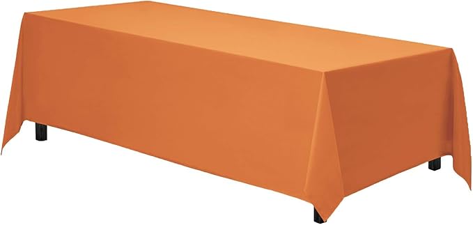 Gee Di Moda Rectangle Tablecloth - 90 x 132 Inch Orange Table Cloth for 6 Foot Table with Floor-Length Drop - Heavy Duty Washable Fabric - 6 Ft Buffet Table, Holiday Party, Wedding & Baby Shower