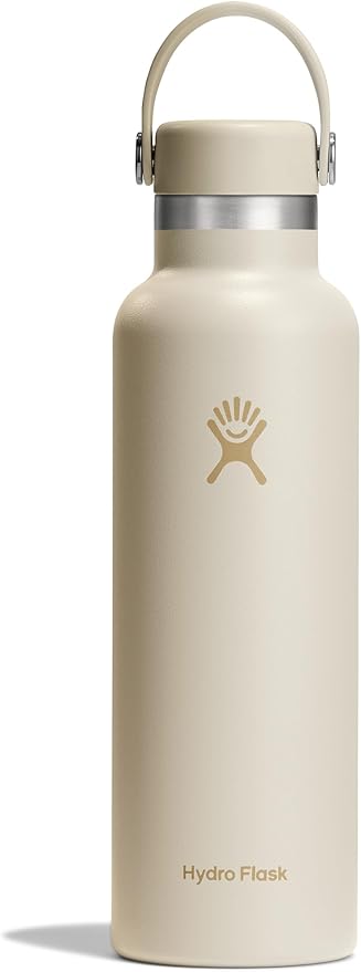 HYDRO FLASK Water Bottle - Insulated Stainless Steel - Non Spill, Leakproof in 21 Oz Coconut Cream
