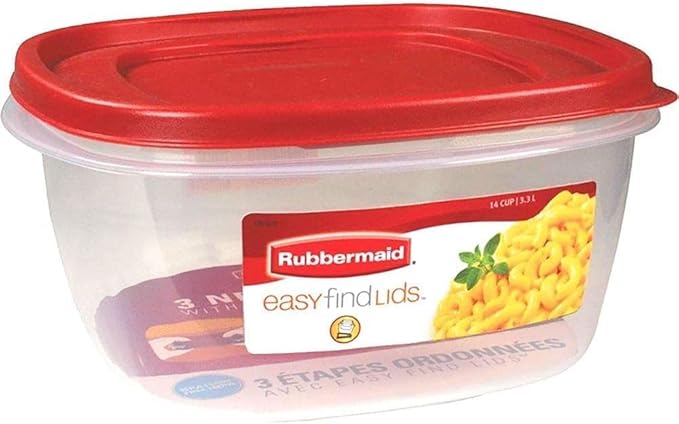 Rubbermaid Easy Find Lids Food Storage Container, 14 Cup, 4-Pack, Red