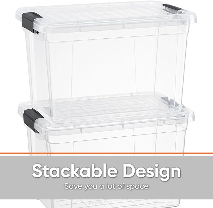 Superio X-Deep Clear Storage Container with Lid and Handles, Stackable Organizer Bin for Home, Garage, and Dorm- Store Cloths, Boots, Toys, and Accessories, (8.7 Qt.)