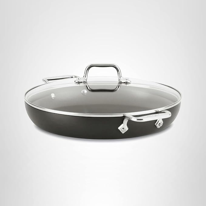 All-Clad HA1 Hard Anodized Non Stick Everyday Pan w/ Lid and Handles, 12 Inch, Induction, Oven Broiler Safe 500F, Lid Safe 350F, Deep Frying Pan, Skillet, Pots and Pans, Kitchen, Cookware, Black
