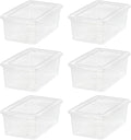 IRIS USA 6-Pack Storage Bins with Lids, 6 Quart - Crystal Clear, Shoe Boxes Stackable Containers Organize Shoes Closet Shelves, Teacher Tools Classroom Organization, Game - BPA-Free Plastic