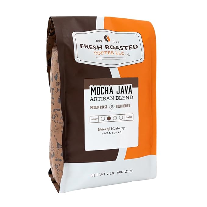 Fresh Roasted Coffee, Mocha Java, 2 lb (32 oz), Medium Roast, Kosher, Whole Bean