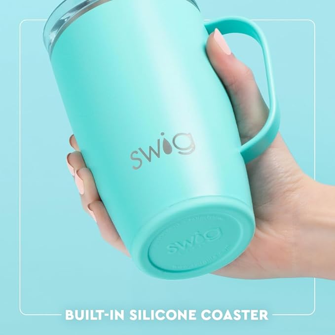 Swig Life 18oz Travel Mug, Insulated Tumbler with Handle and Lid, Cup Holder Friendly, Dishwasher Safe, Stainless Steel, Travel Coffee Cup (Roller Rink)