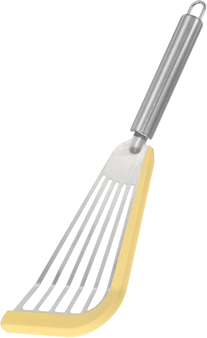 uxcell Stainless Steel Fish Spatulas with Handle Kitchen Cooking Spatula for Egg, Fish, Pancake Yellow
