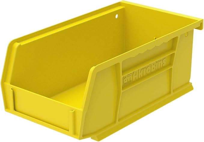 Akro-Mils 30220 AkroBins Plastic Storage Bins, Space-Saving Stackable Bins for Garage, Pantry, Craft Organization, 7-" x 4-" x 3-", Yellow, 24-Pack