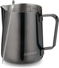 Milk Frothing Pitcher, 600ml (20oz) Steaming Pitchers Stainless Steel Milk Coffee Cappuccino Latte Art Barista Steam Pitchers Milk Jug Cup with Decorating Art Pen, Bright Black