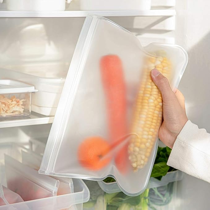 RLAVBL 10 Pack Quart Freezer Bags, Reusable Food Storage Bags for Vegetable, Liquid, Snack, Meat, Sandwich, 8.46x7.28 Inch