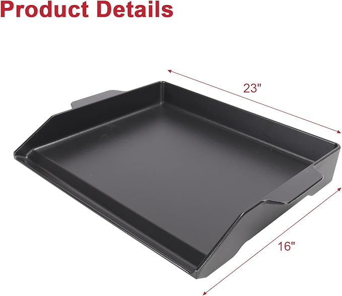 Nonstick Cast Iron Cooking Griddle for Gas Grill, 23" x 16" Universal Coating Flat Top Griddle Plate for Gas Stove Top 4 Burner Oven, Electric Grill