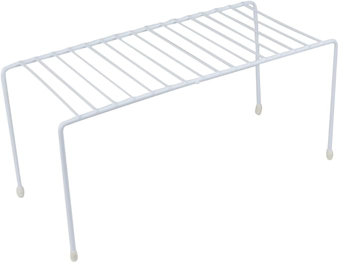 Evelots Kitchen Cabinet Wire Shelf Organizer/Rack - 4 Pack Sturdy Metal Shelf Risers - Double Your Counter Space - Great for Kitchen, Freezer, Pantry and Bathroom - Rustproof - White