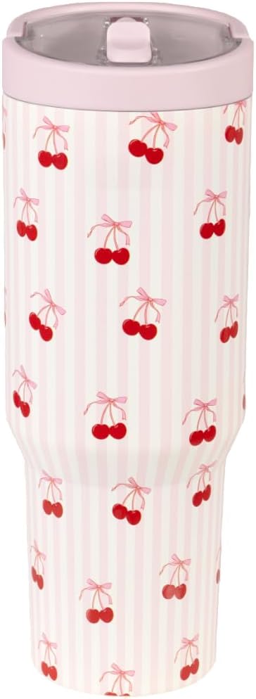 HydroJug Sport - Stainless Steel Tumbler with Straw, Vacuum Insulated, 32oz Leakproof Water Bottle, Ergonomic Design, Reusable, Dishwasher Safe, Rubber Base, Durable for Gym or Outdoors, Sweet Cherry