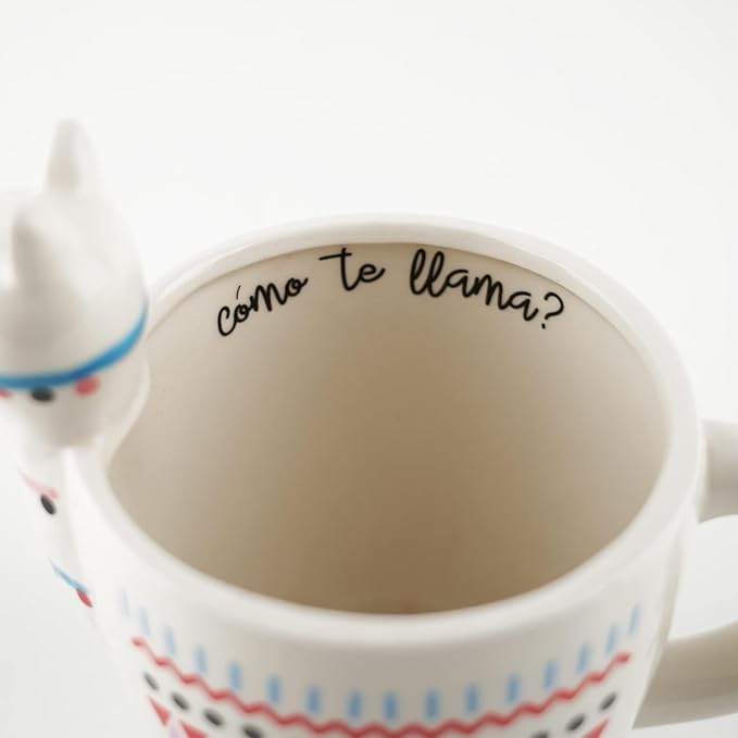VOTUM Animal-Shaped Llama Coffee Mug, 18.6 fl. oz. - Handmade, Adorable Tea Cup with Printed Como Te Llama Writing - Premium Ceramic Gifts for Women & Men