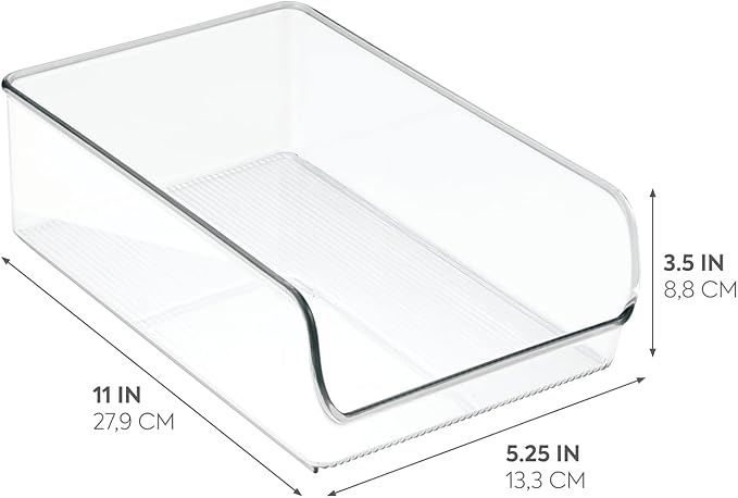 iDesign BPA-Free Plastic Freezer and Fridge Organization Bin for Kitchen, Fridge, Freezer, Pantry and Cabinet Organization, The Linus Collection – 11" x 7" x 3.5", Clear
