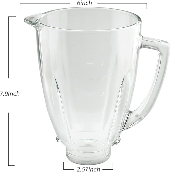 Replacement parts 6-Cup Glass Jar With Blade, Compatible with Oster Blenders