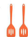 2Pack Small Silicone Turner High Heat Resistant Slotted Spatula for Fish, Eggs, Pancakes and More (12 IN, Orange)