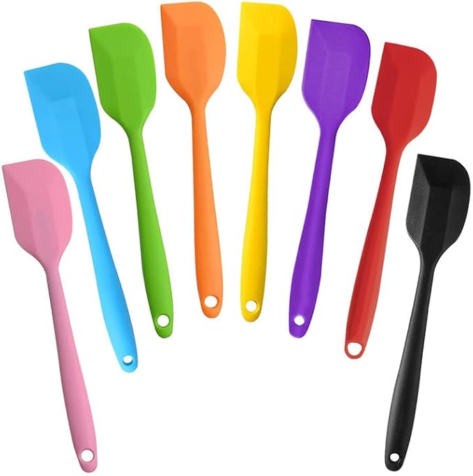 8 Pieces Silicone Spatulas, 11 inch Heat-Resistant Non-stick Spatulas with Stainless Steel Core for Cake Cream Cooking Gadget by COLOGO (11 inch)