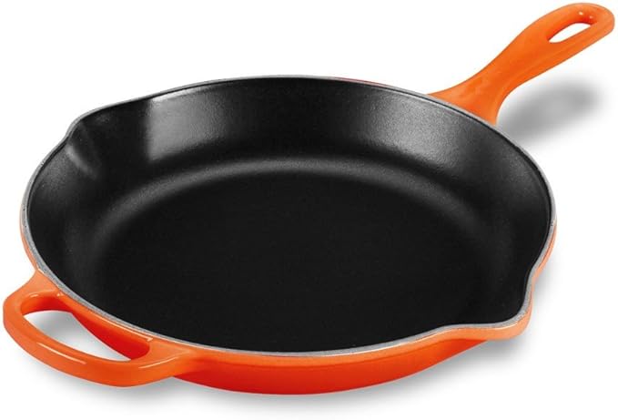 Le Creuset Enameled Cast Iron Signature Iron Handle Skillet, 10.25", Flame