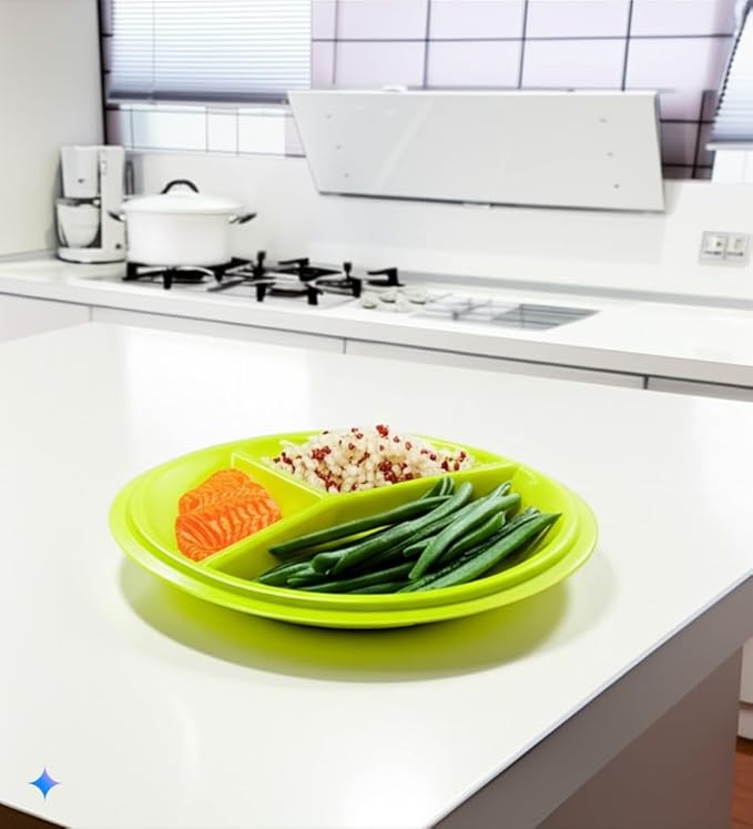 BNYD Portion Control Lunch Container with Lid – Travel Food Storage for Meal Prep, Bento Box Style, Divided Microwave Safe Dish (Set of 3)