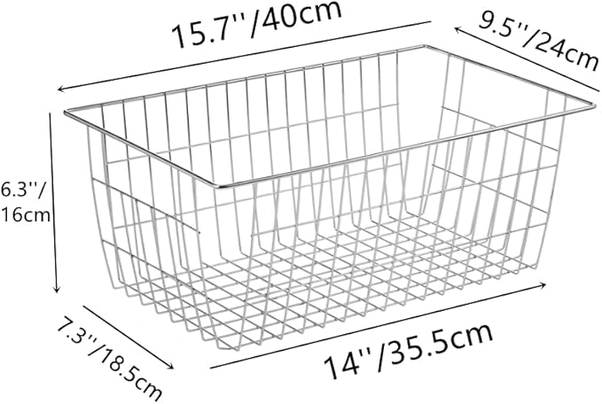 Slideep Farmhouse Wire Organizer Storage Bin Basket with Handles, Food Storage for Kitchen Cabinets, Pantry, Closet, Bedroom, Bathroom, Office 6 Pack