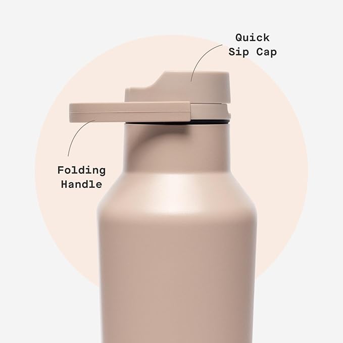 Corkcicle Classic Sport Canteen Insulated Water Bottle - Keeps Beverages Cold 25 Hours - Triple Insulated - Summer Drinkware Gift - Keeps Drinks Ice Cold - Leak-Proof Cap - 32 oz - Desert
