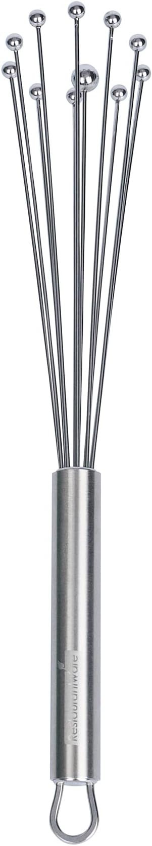 Restaurantware-German Standard 10.6 Inch Ball Whisks, 6 Dishwashable Kitchen Whisks - Ergonomic Handle, Durable, Stainless Steel Manual Egg Beater, Suitable For Whisking, Stirring, Mixing, Beating