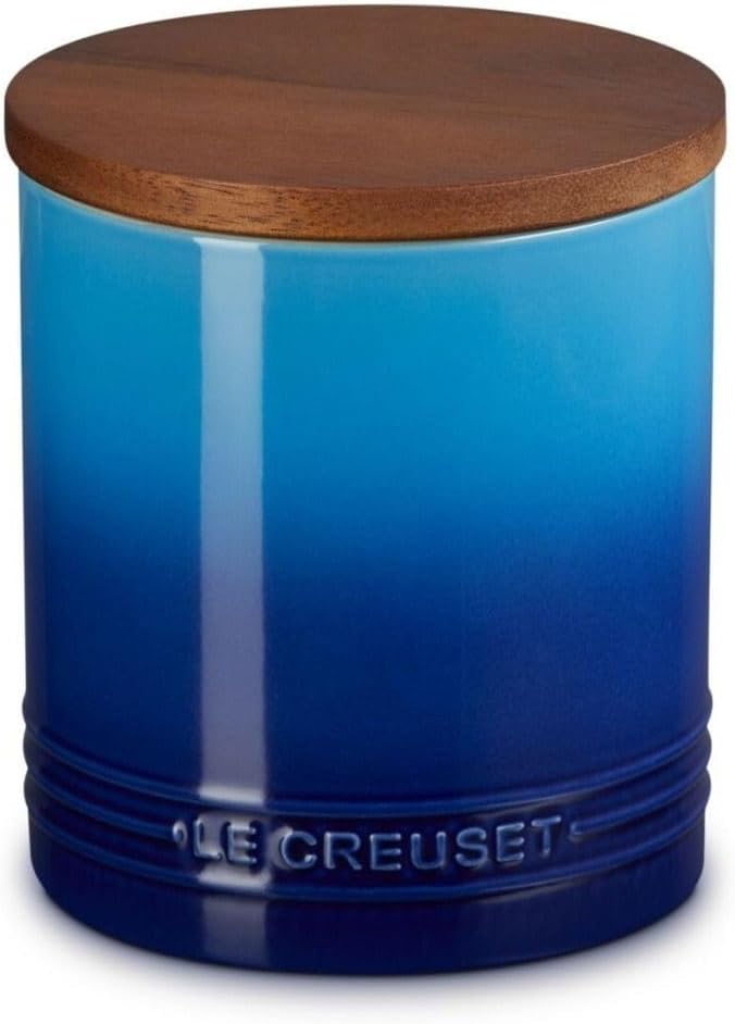 Le Creuset Signature Salt Cellar and Storage Canister with Wood Lid, 1.2 qt., Marseille