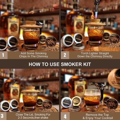 Cocktail Smoker Wood Chips Deluxe Pack - 8 Pack Wood Chips - Refill Pack for Cocktail Smoker Kit - Bar Accessories Bartender Kit - Works with All Cocktail Smokers and Old Fashioned Kits