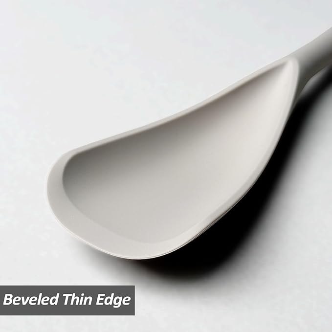 Silicone Spatula Spoon, Great for Both Cooking and Serving Durable BPA-Free Matte Black Silicone, Seamless Design, Safe for Nonstick Cooking Surfaces, 2-Pcs, Khaki