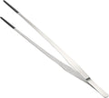 Reptile Stainless Steel Lizard Aquarium Straight Feeding Tweezers with Rubber Tip, Terrarium Feeding Tongs, 14.96" L, Black Silver Tone