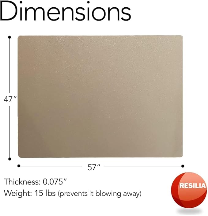 RESILIA X-Large Under Grill Mat – Heavy Duty, Reusable Outdoor Floor Protector Mats for Deck, Patio, & Garage – 57 Inch x 47 Inch, Beige/Tan Orange Peel, Made in The USA