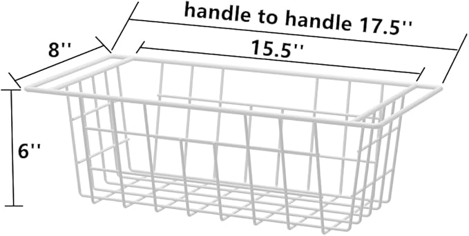 Slideep 17.5'' Large Storage Baskets Chest Freezer Organizer, Sturdy Metal Wire Pantry Freezer Bin for Home Kitchen Organization 2 Packs, White