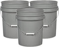House Naturals 5 Gallon Premium HPDE Plastic Bucket - Made in USA Food Grade Storage Container, BPA Free All Purpose Pail (3, Gray)