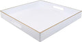 Spsyrine Decorative Tray, 13" Plastic Square Coffee Table Tray with Handles for Living Room, Ottoman, Bathroom Decor
