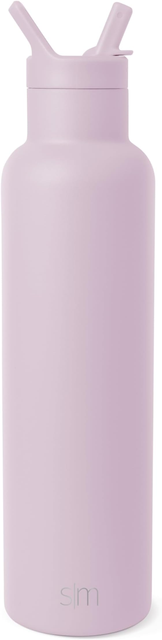 Simple Modern Water Bottle with Narrow Mouth Straw Lid Metal Thermos Vacuum Insulated Stainless Steel l Reusable Leak Proof BPA-Free Flask | Ascent Collection | 24oz, Lavender Mist
