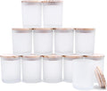 Thick Candle Jars for Making Candles 12 Pcs, 7 OZ Empty Jars with Wood Lids for Candle Making, Sample Container, Frosted White