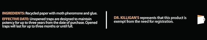 Dr. Killigan's Premium Double Potent Pantry Moth Traps with Pheromones Prime, Sticky Indian Meal Moth Traps for Kitchen, How to Get Rid of Moths in House (6 Pack, Black)