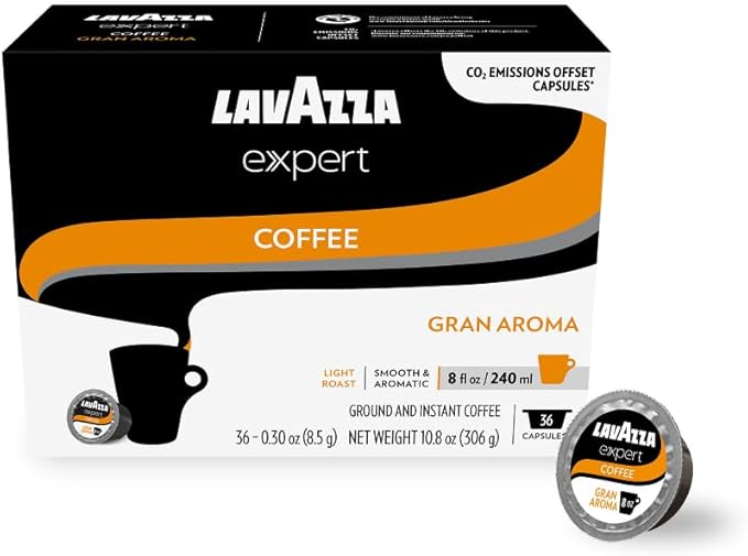 Lavazza Expert Gran Aroma Coffee Capsules, Light Roast, 100% Arabica, Compatible with Lavazza Classy Plus Machine (36 Capsules)