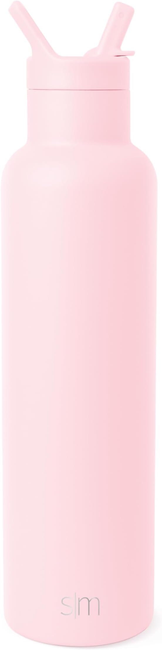 Simple Modern Water Bottle with Narrow Mouth Straw Lid Metal Thermos Vacuum Insulated Stainless Steel l Reusable Leak Proof BPA-Free Flask | Ascent Collection | 24oz, Blush