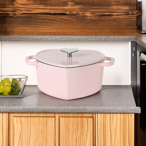 Martha Stewart Heart Shaped 2-Quart Enamel Cast Iron Dutch Oven - Pink