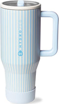 HydroJug Traveler - 40 oz Water Bottle with Handle & Flip Straw - Fits in Cup Holder, Leak Resistant Tumbler-Reusable Insulated Stainless Steel & Rubber Base - Gifts for Women & Men, Cape Cod