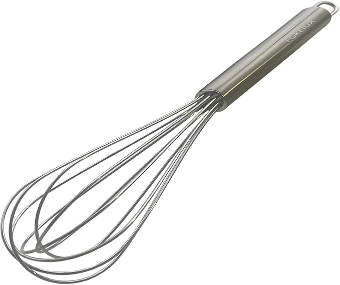 10-inch stainless steel whisk, suitable for mixing batter, whipping cream and mixing seasonings (304 egg beater steel wire thickened)
