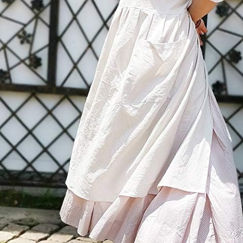 Uaussi Cotton Linen Apron Cross Back Work Apron for Women with Pockets Pinafore Dress X Cross Halter Apron for Chef Gardening