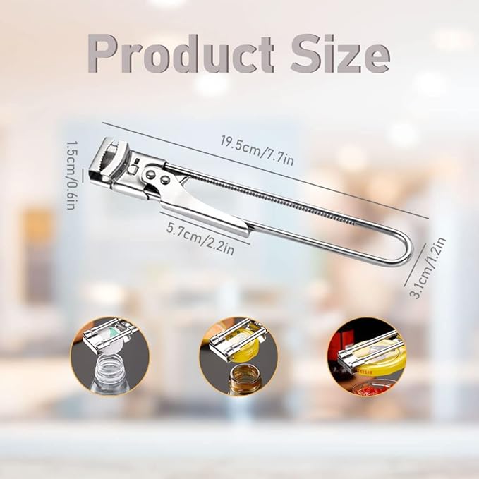 Adjustable Multifunctional Stainless Steel Can Opener, 2026 New Stainless Steel Can Opener Bottle Jar Lid Gripper Household Kitchen Tool, Manual Jar Bottle Opener Kitchen Accessories (2 Pcs)