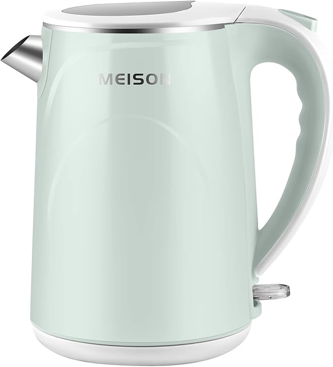 MEISON Electric Kettle, 1.7 L Double Wall Food Grade Stainless Steel Interior Water Boiler, Coffee Pot & Tea Kettle, Auto Shut-Off and Boil-Dry Protection, 1200W, 2 Year Warranty(Blue)