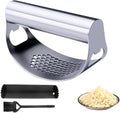 Stainless Steel Garlic Press, 2025 New Arc Shape Stainless Steel Ring Garlic Chopper, Garlic Presse Rocker Garlic Press Mincer Crusher Press, Kitchen Heavy Duty Handle Garlic Chopper (1)